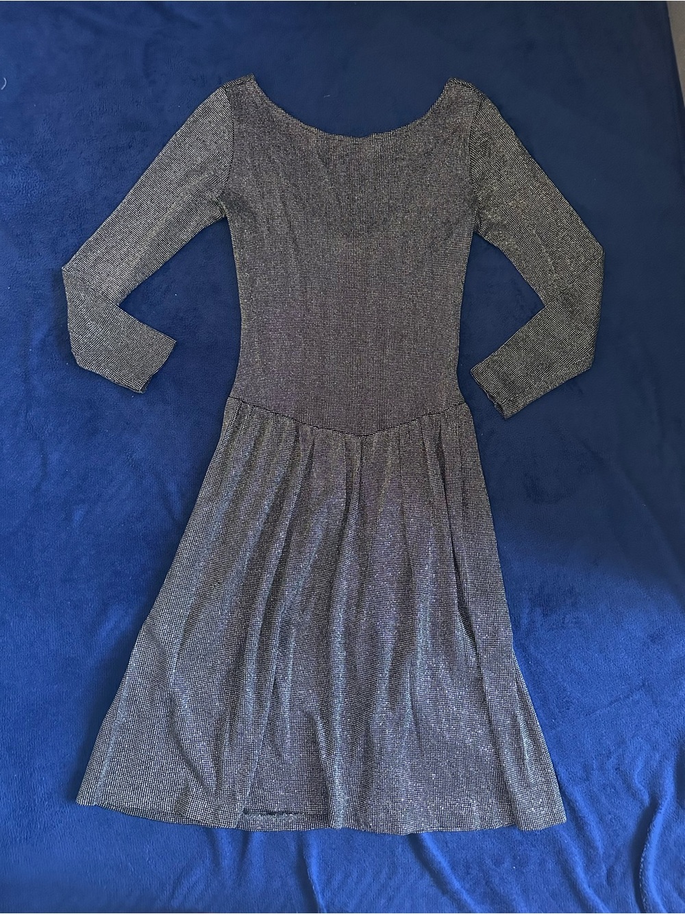 Addie for SL Fashions Vintage Silver Metallic Fit & Flare Dress Womens Size 9